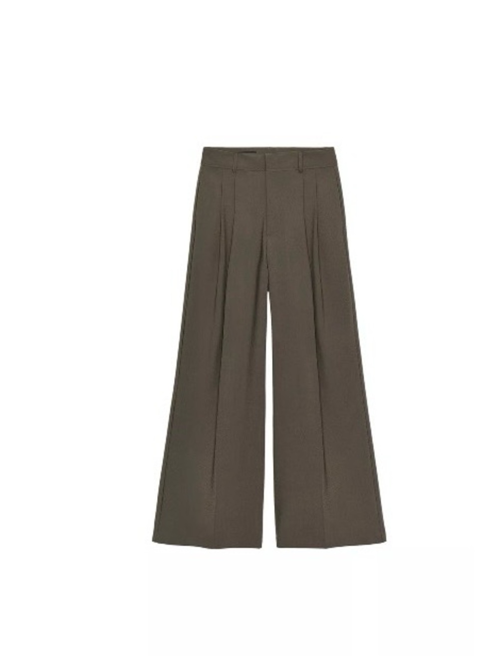 Zara Wide-Leg High-Rise Trousers in Olive